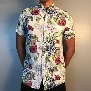H&M Short Sleeve Button Up Floral Print Coachella