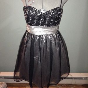 Black and silver prom dress