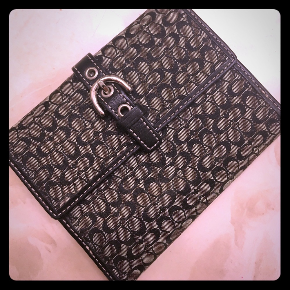 Small black and grey Coach wallet