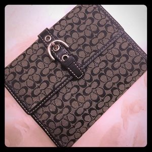 Small black and grey Coach wallet