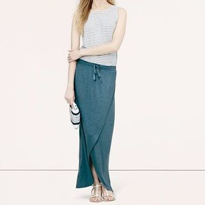 Loft drawstring wrap maxi skirt, size S, NWT