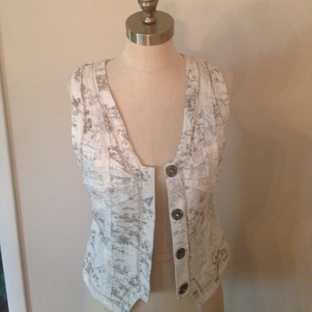 Antropologie Creme and Grey Vest