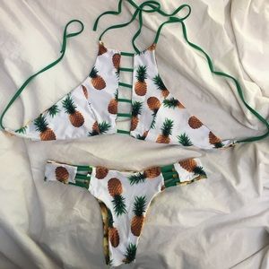 High neck pineapple swimsuit