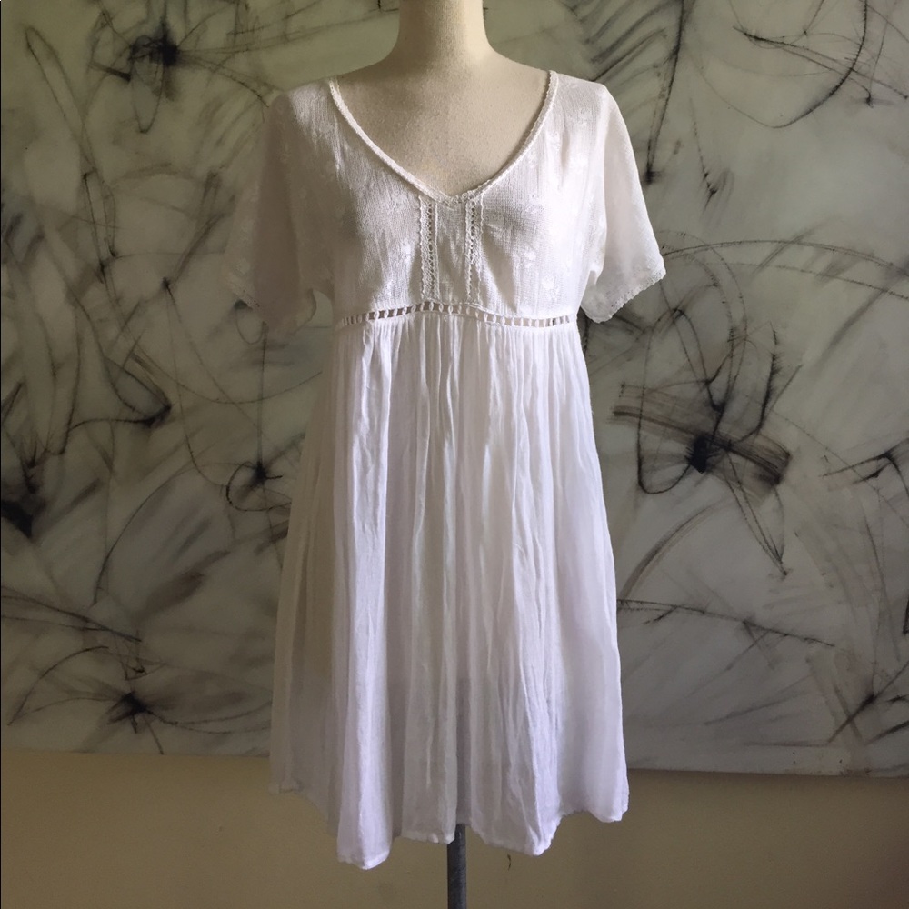 Free People White Lace and Gauze Tunic M