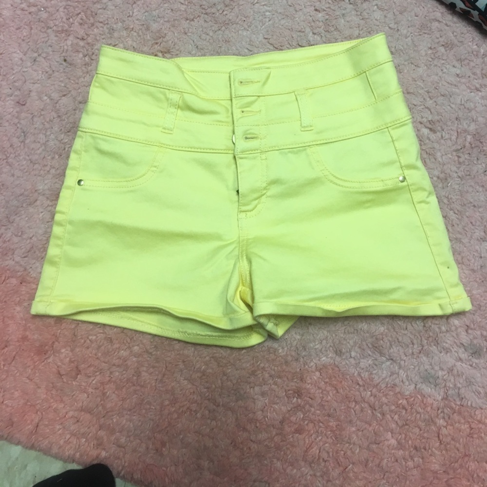 Yellow high waisted shorts from Charlotte Russe