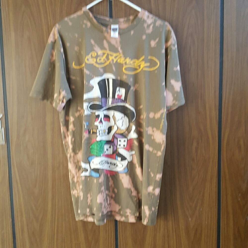 Custom Ed Hardy tie-dyed, bleached,t shirt.