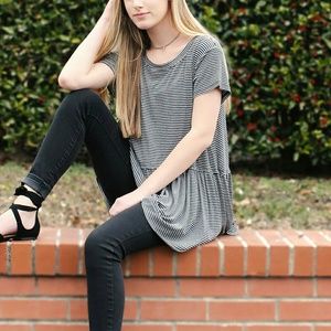 Gray and Navy Striped Tunic