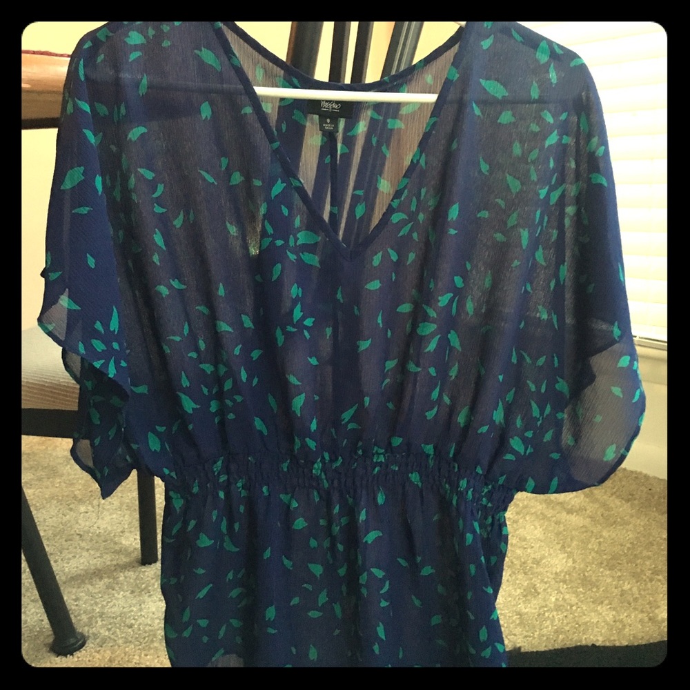 Sheer floral blue blouse. Offers welcome! (Small)