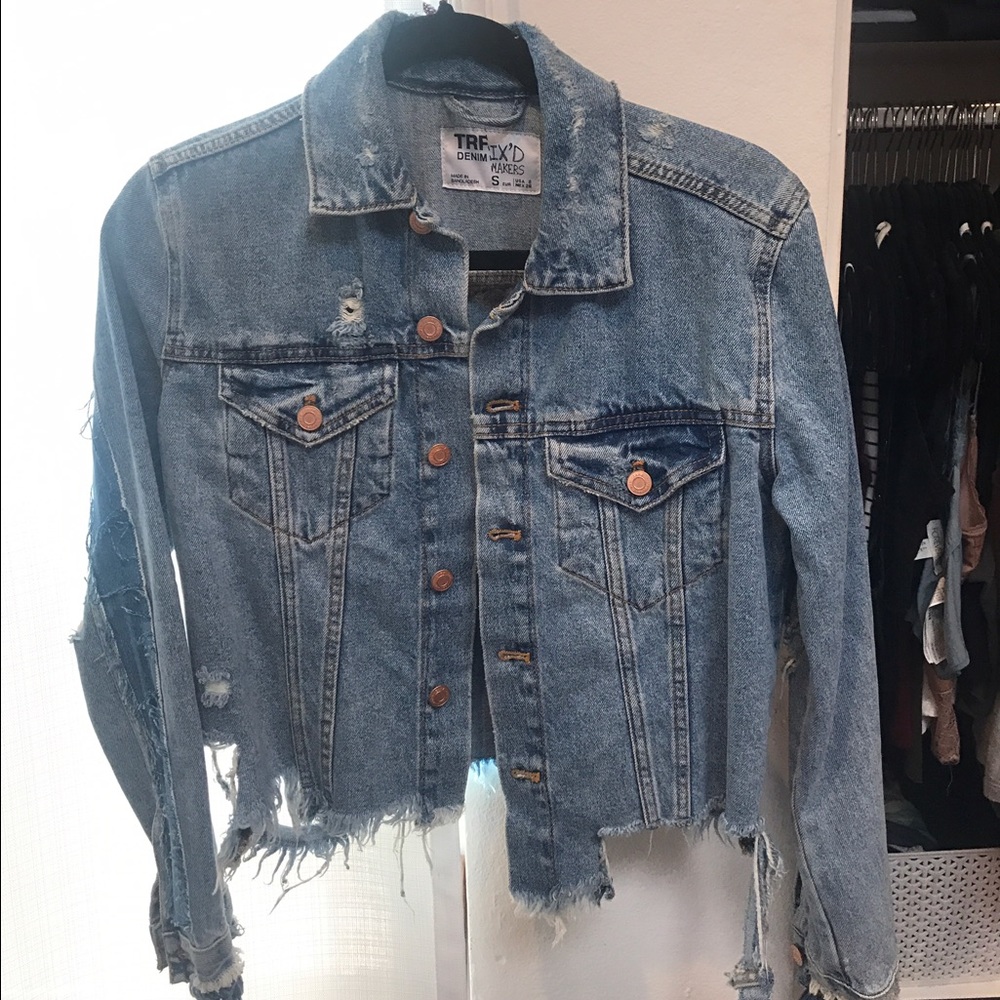 ZARA distressed denim jacket