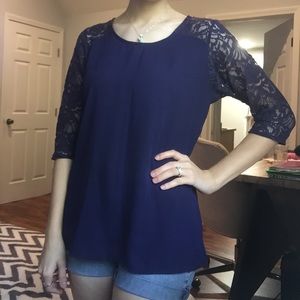 Navy Blue Lace Blouse