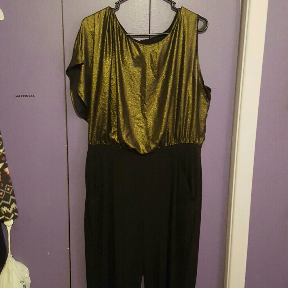Jumpsuit with sequin top and slim pant leg