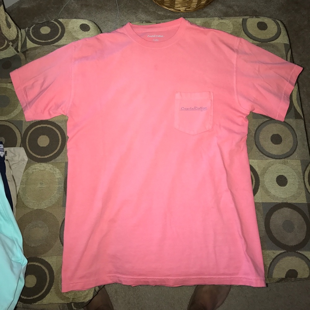 Coastal cotton shirt in pinkish salmon