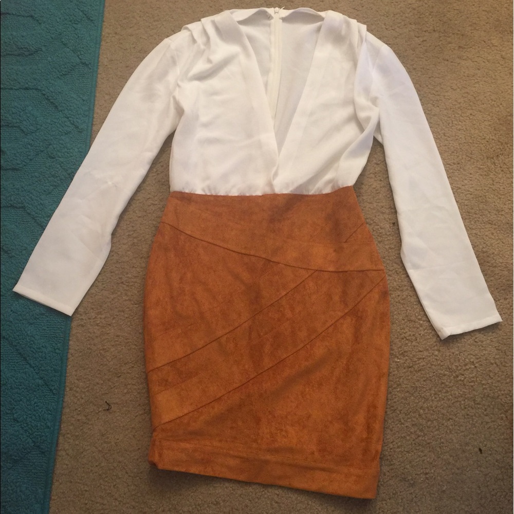 Original dress handmade Sheer top with suede skirt