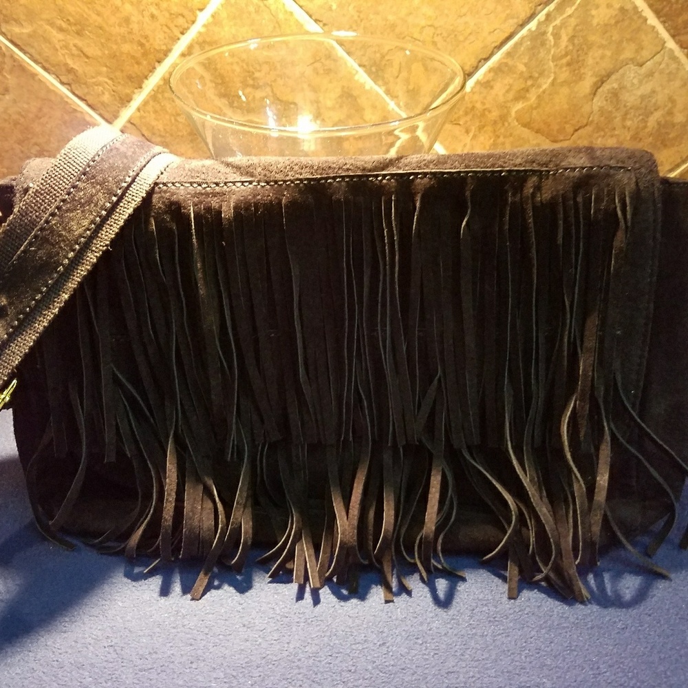 Steve Madden Suede Fringe Crossbody/Messenger