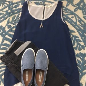 Blue and white layered blouse like new