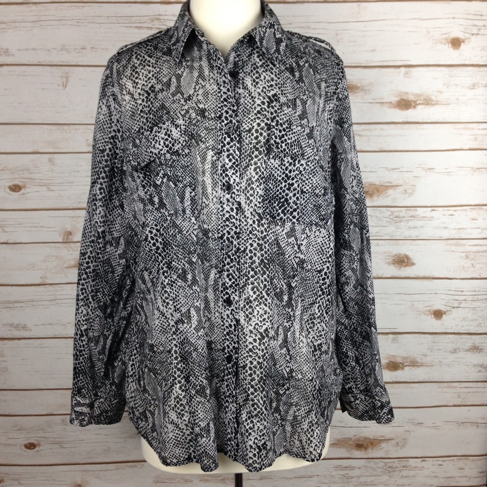 Michael Michael Kors Snakeskin Print Blouse Black