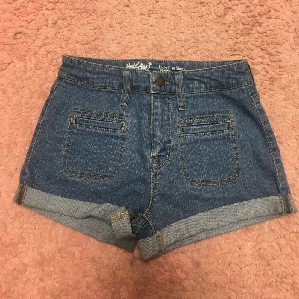 High rise jean short
