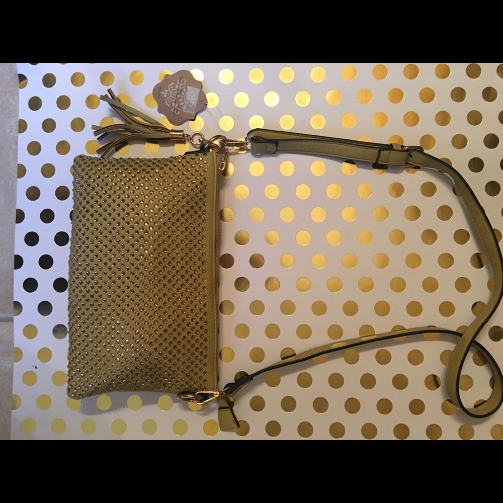 Coco & Carmen beige purse with gold bling.