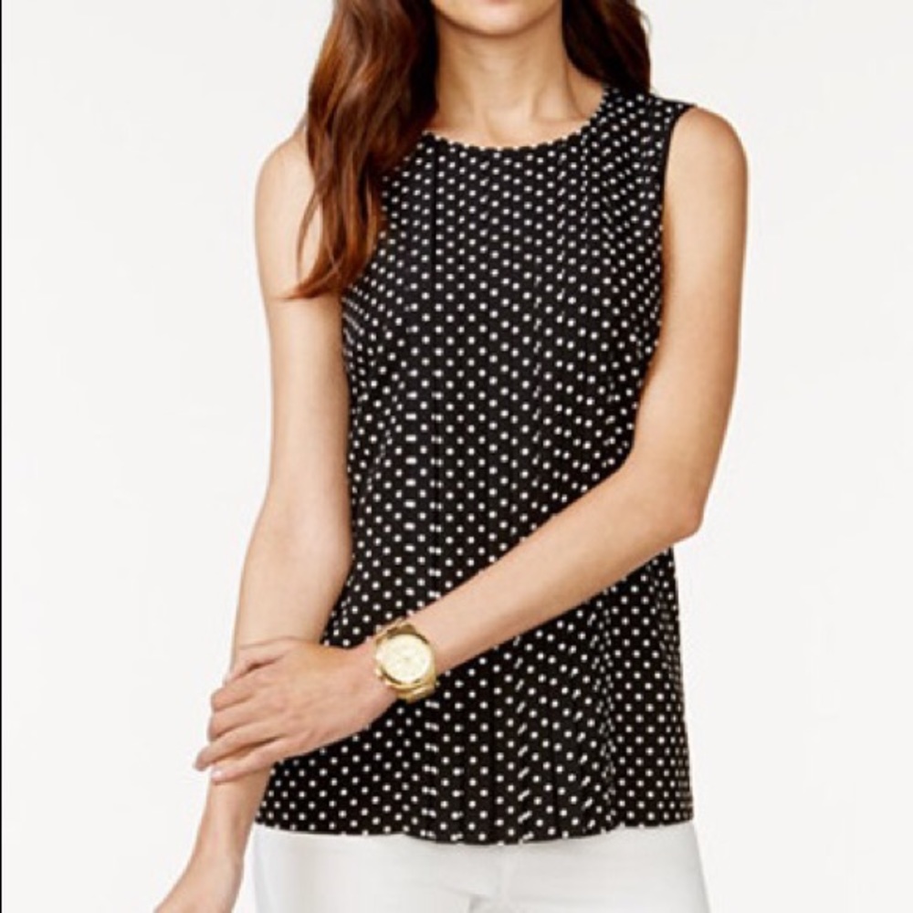 Michael Kors Polka Dot Pleated Top