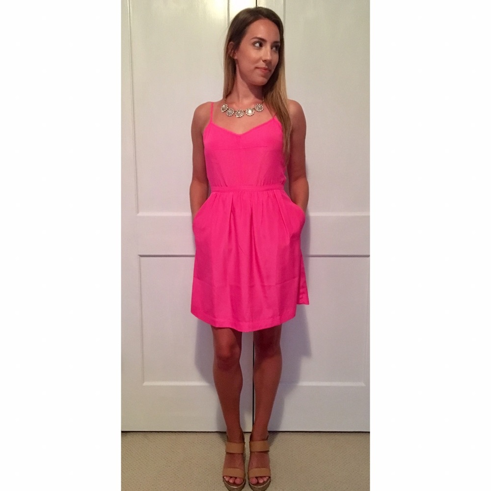 J.Crew Neon Pink Sundress with pockets