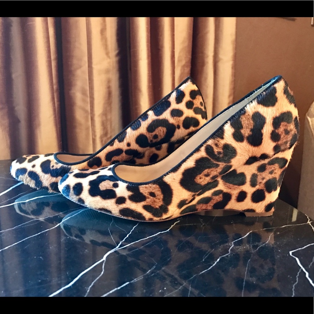 J Crew Martina Hazelnut Leopard Wedges