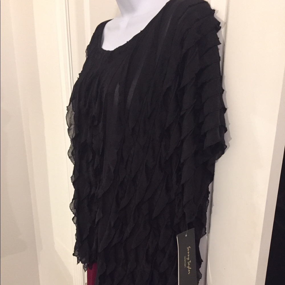NWT Black Sunny Taylor Ruffled Blouse