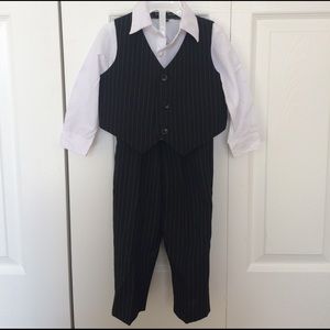 Boy's Striped Black Suit