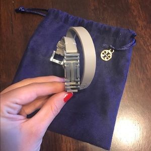 Tory Burch Fitbit double wrap bracelet- grey/silv.