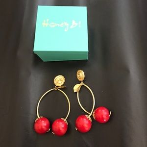 Brand new honey b gold cherry earrrings