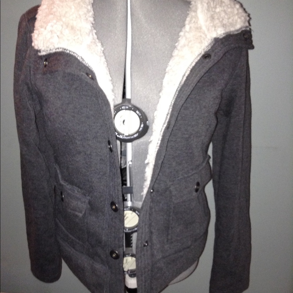 Grey sweater material jacket