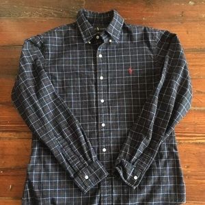 Ralph Lauren Custom Fit Men's Blue Plaid Shirt Med