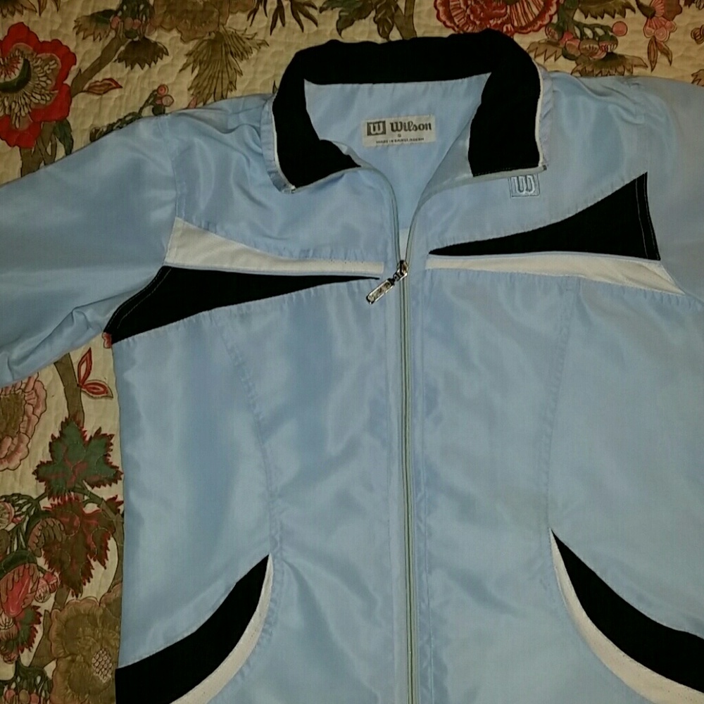WILSON WINDBREAKER Jacket Light Blue LINED Sz S