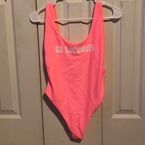"Go Coconuts" Coral One Piece