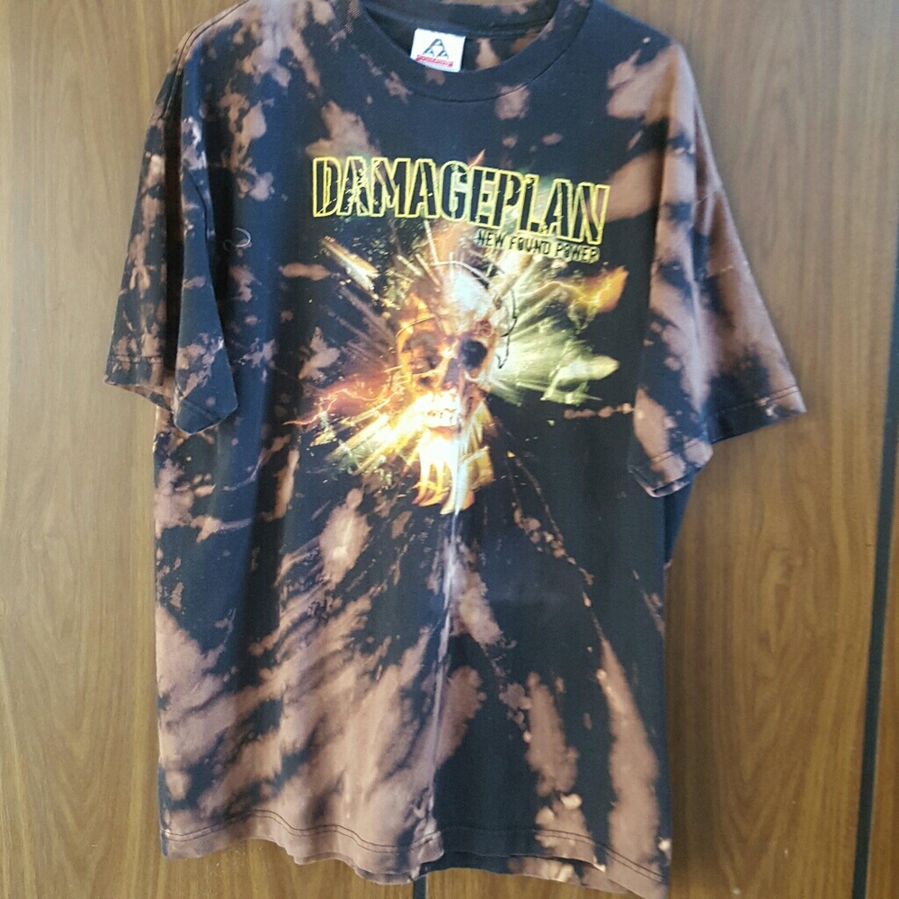 Custom Damageplan tie-dyed,bleached,T shirt.