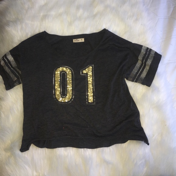 Dark navy top with sequins (Hollister) - Picture 1 of 4