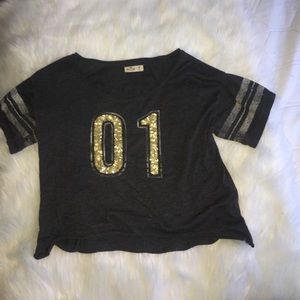 Dark navy top with sequins (Hollister)