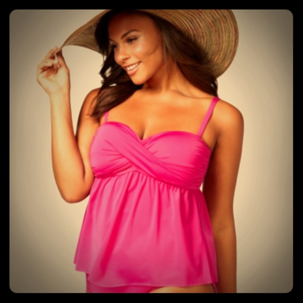 👙Pink Babydoll Tankini Top Plus Size 2X
