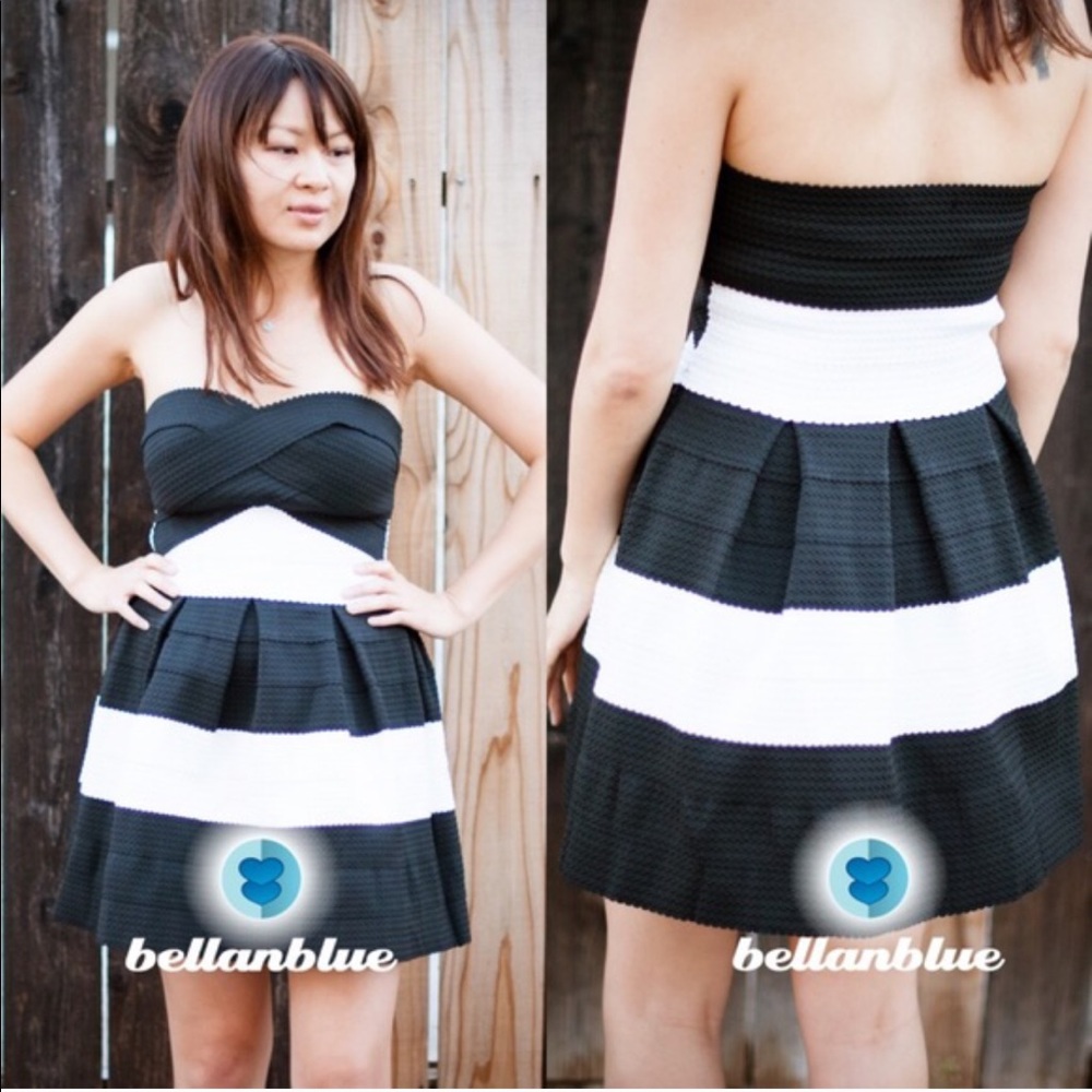 The GRACE bandage dress - BLACK/WHITE - Picture 2 of 4