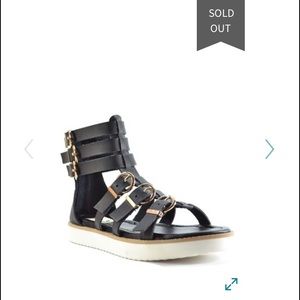 Pink Key Gladiator Sandals w/gold details