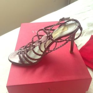 valentino gladiator sandal - pewter - size 36