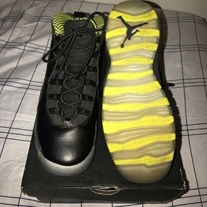 Lime and black Jordan 10's