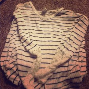 Long sleeves shirt with lace on the arms, $10