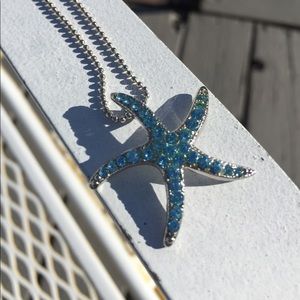 Cookie Lee Blue Crystal Starfish Necklace