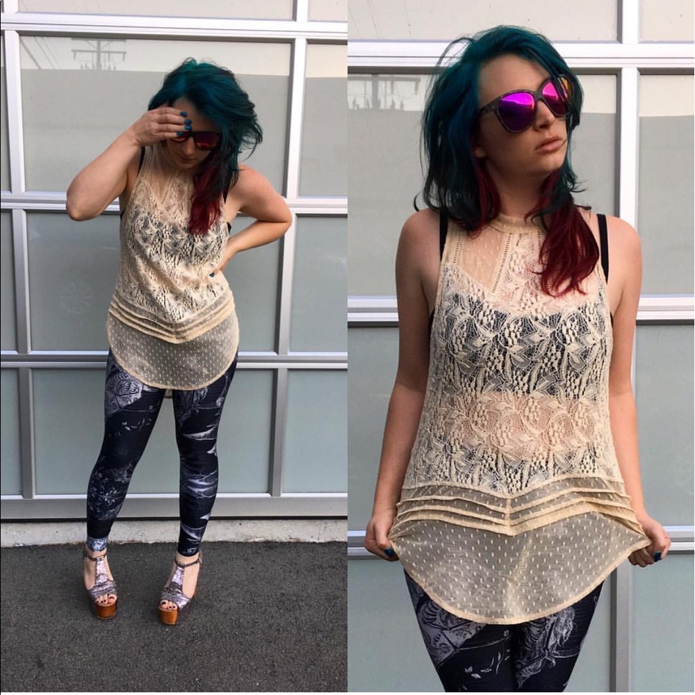 Free People Masie Cream Lace Tunic