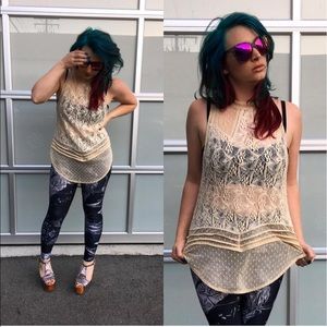 Free People Masie Cream Lace Tunic