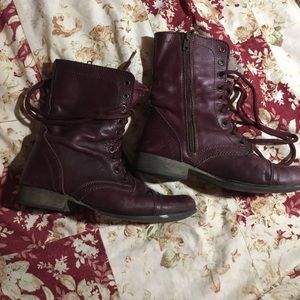 Steve Madden wine leather combat boots 8
