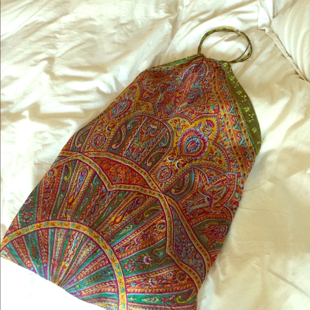 Gorgeous silk halter with beaded necklace clasp