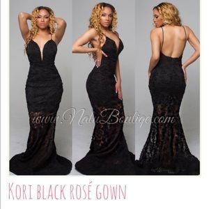 Black Rose Accent Maxi gown