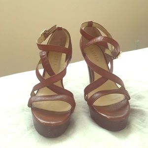 Lauren - cross ankle strap sandal - tan - size6