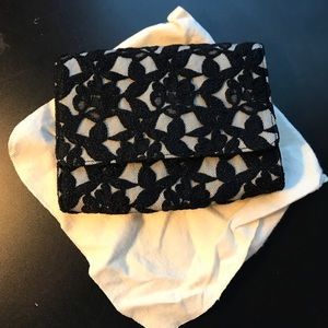 Neiman Marcus Black Floral Clutch
